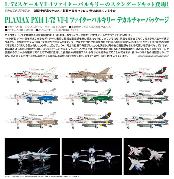 画像1: PLAMAX PX14 1/72 VF-1 ファイターバルキリー デカルチャーパッケージ (1)